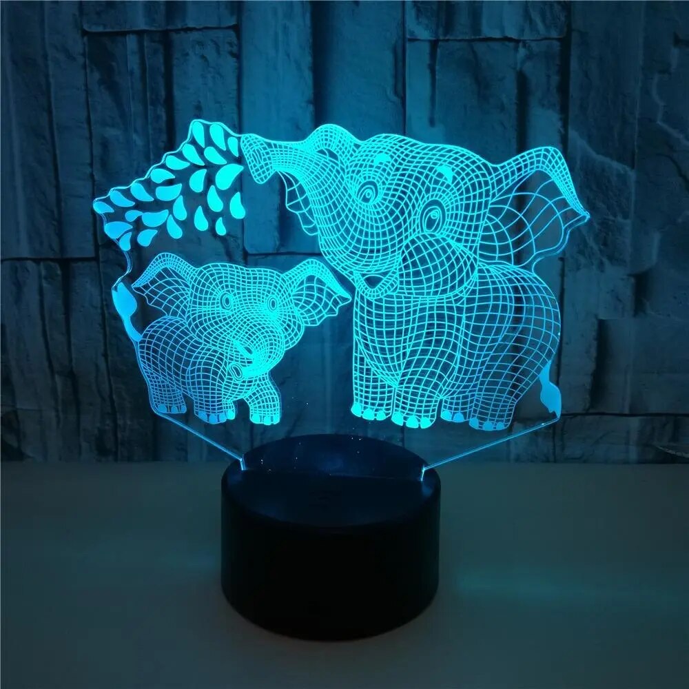 Elephant 3D Night Light Pattern 16 Color Remote