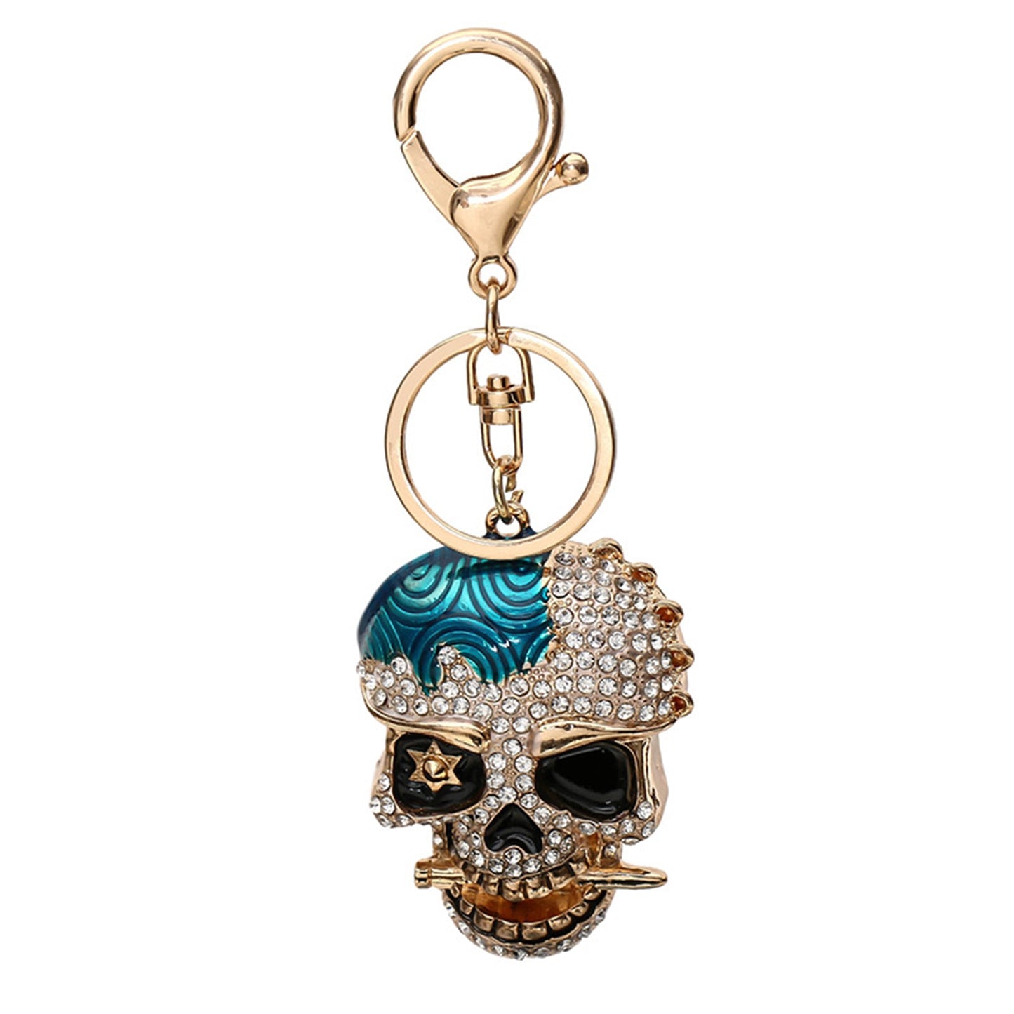 Sparkly Rhinestone Crystal Skull Keychain