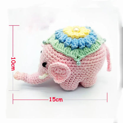 Elephant Stuffed Toy Knitted Rattle Crochet Wool