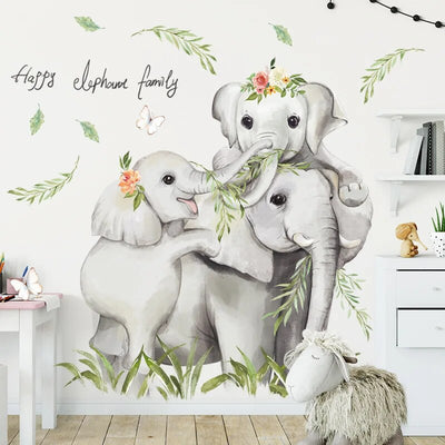 Elephants Family Baby Wall Stickers PVC Decals