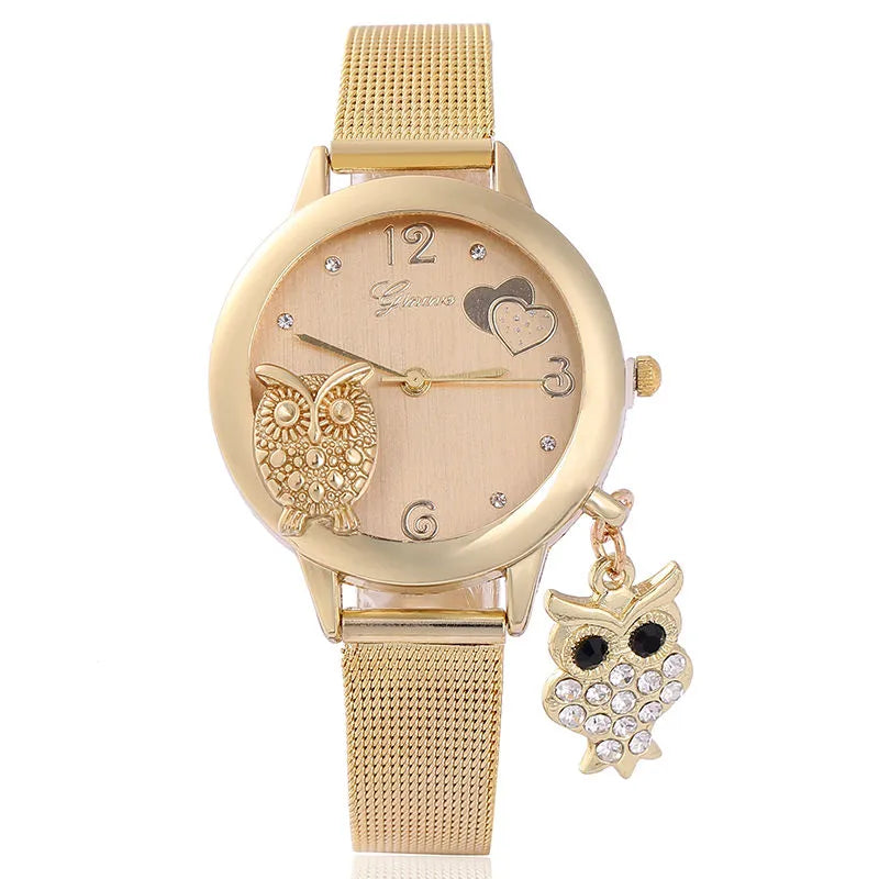 Owl Watches Gold Mesh Band