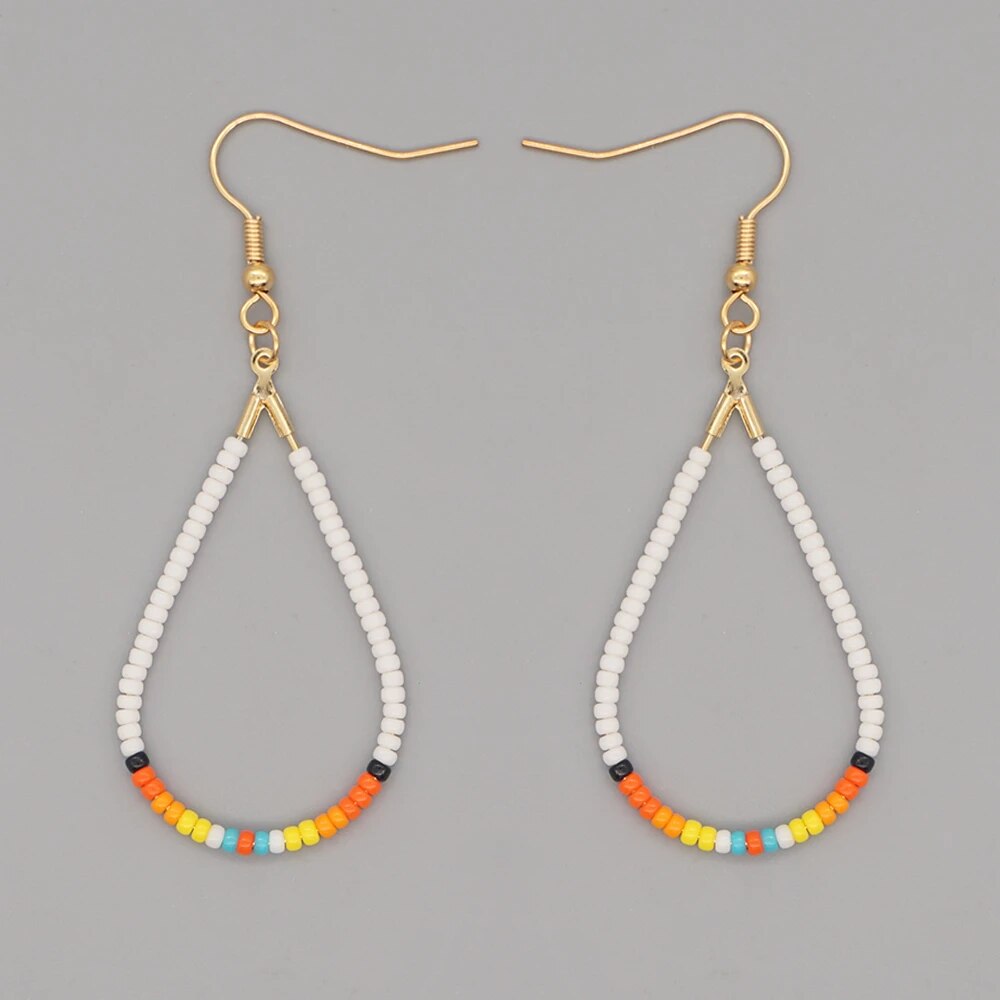 Native Water Drop Beads Dangle Earrings