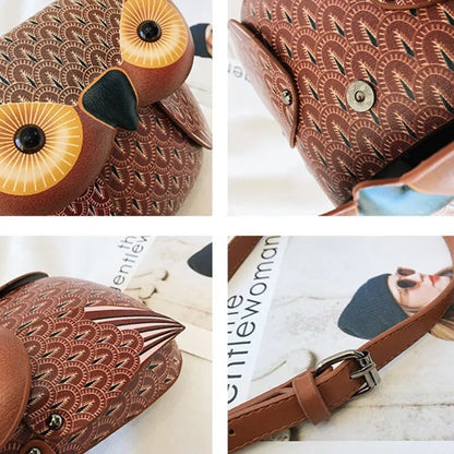 Owl PU Leather Handbag  Crossbody