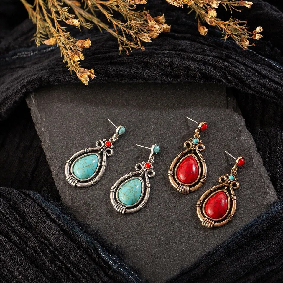 Native Water Drop Hanging Dangle Earrings