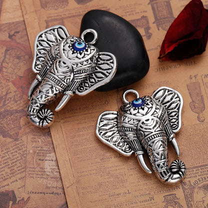 Elephant Zinc Alloy Silver Color DIY Pendants 2 Items