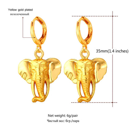 Elephant Earrings Gold Color Drop Earrings