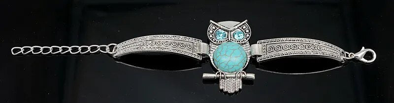 Owl Turquoise Bracelet Silver Plated