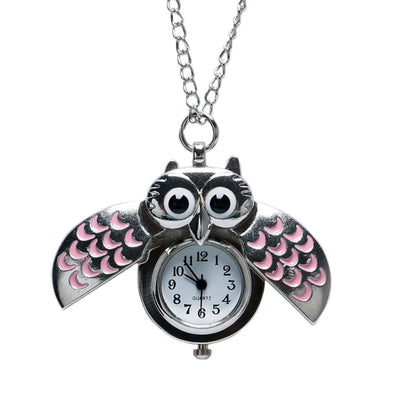 Cute Owl Pocket Watch With Chain