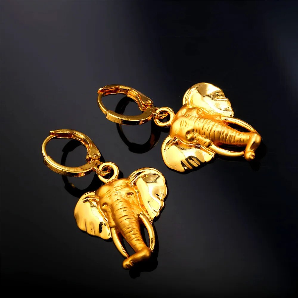 Elephant Earrings Gold Color Drop Earrings