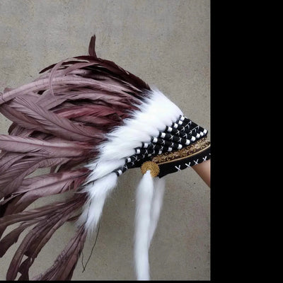 Native Brown Feather Headdress Feather Headband