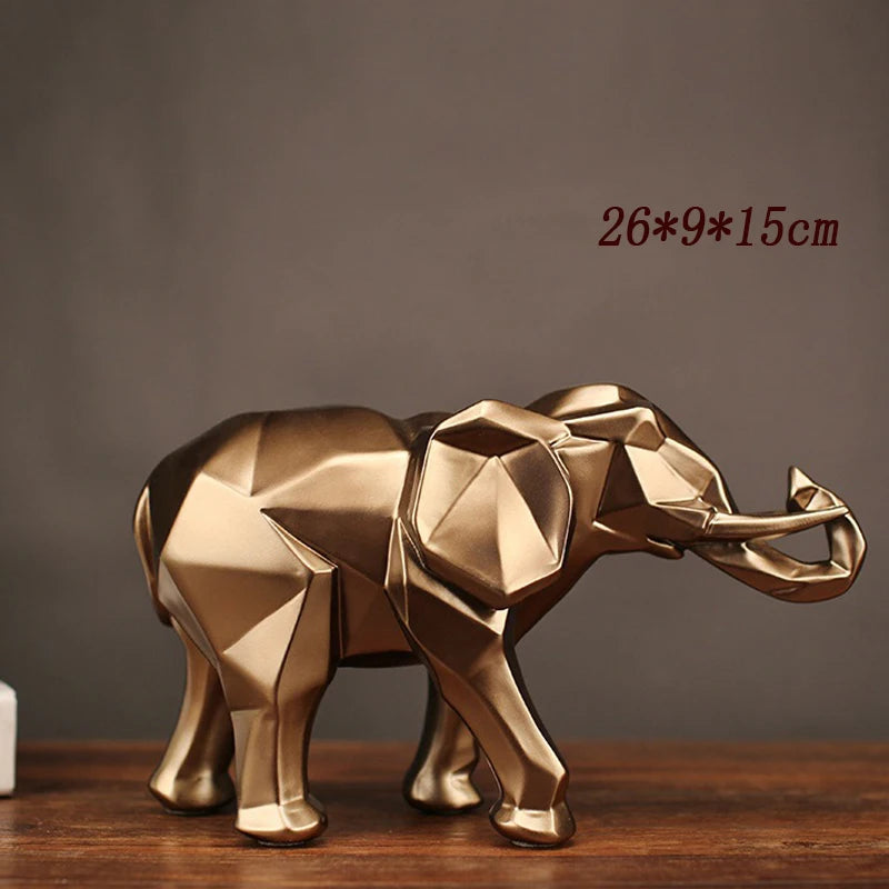 Elephant Gold Color Statue Resin Ornaments