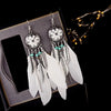 Native White Feather Earrings Tassel Drop Earrings