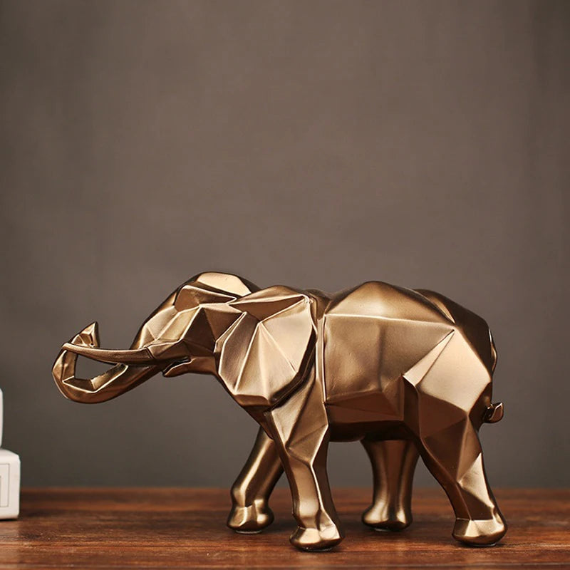 Elephant Gold Color Statue Resin Ornaments