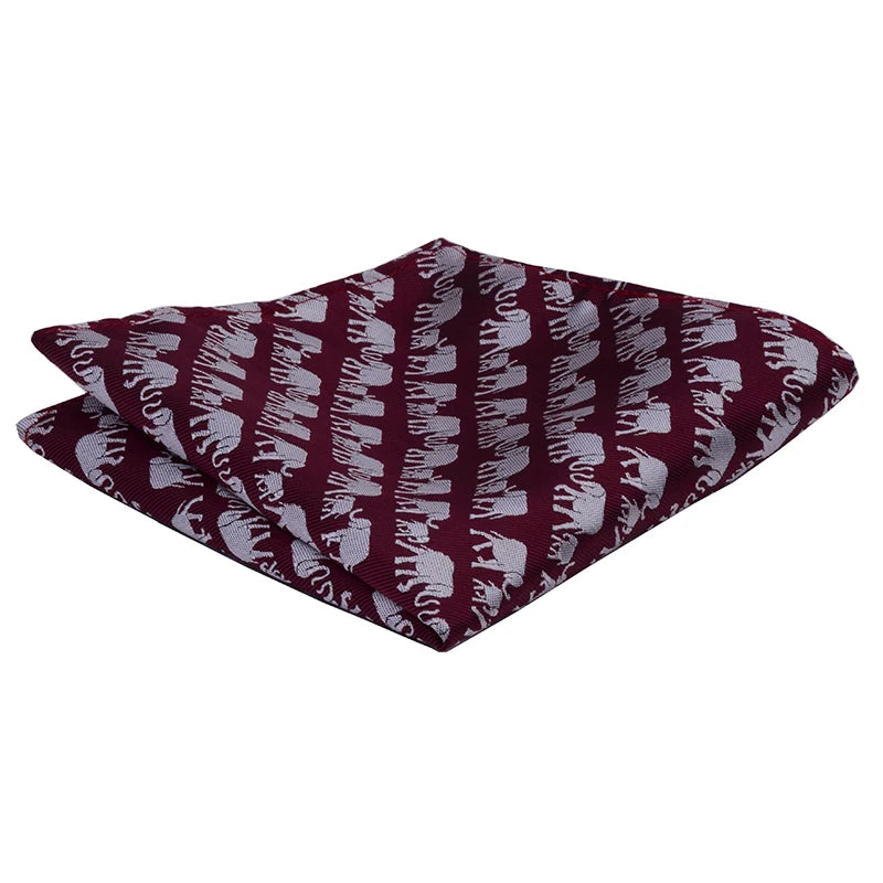 Elephant Pattern Necktie Silk Red Tie