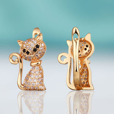 Cat Shape Cubic Stud Earrings