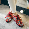 Native Embroider Flock Lace Up Ankle Boots Colorful