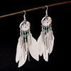 Native White Feather Earrings Tassel Drop Earrings