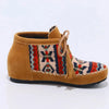 Native Embroider Flock Lace Up Ankle Boots Colorful