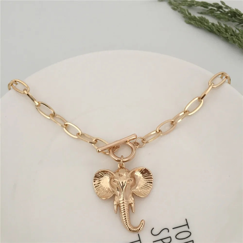 Elephant Gold Color Pendant Necklace