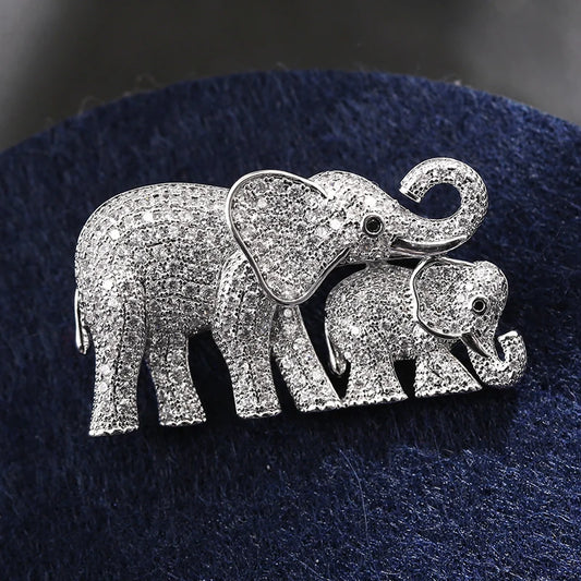 Elephants Zircon Brooches Pins Rhinestone