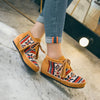 Native Embroider Flock Lace Up Ankle Boots Colorful