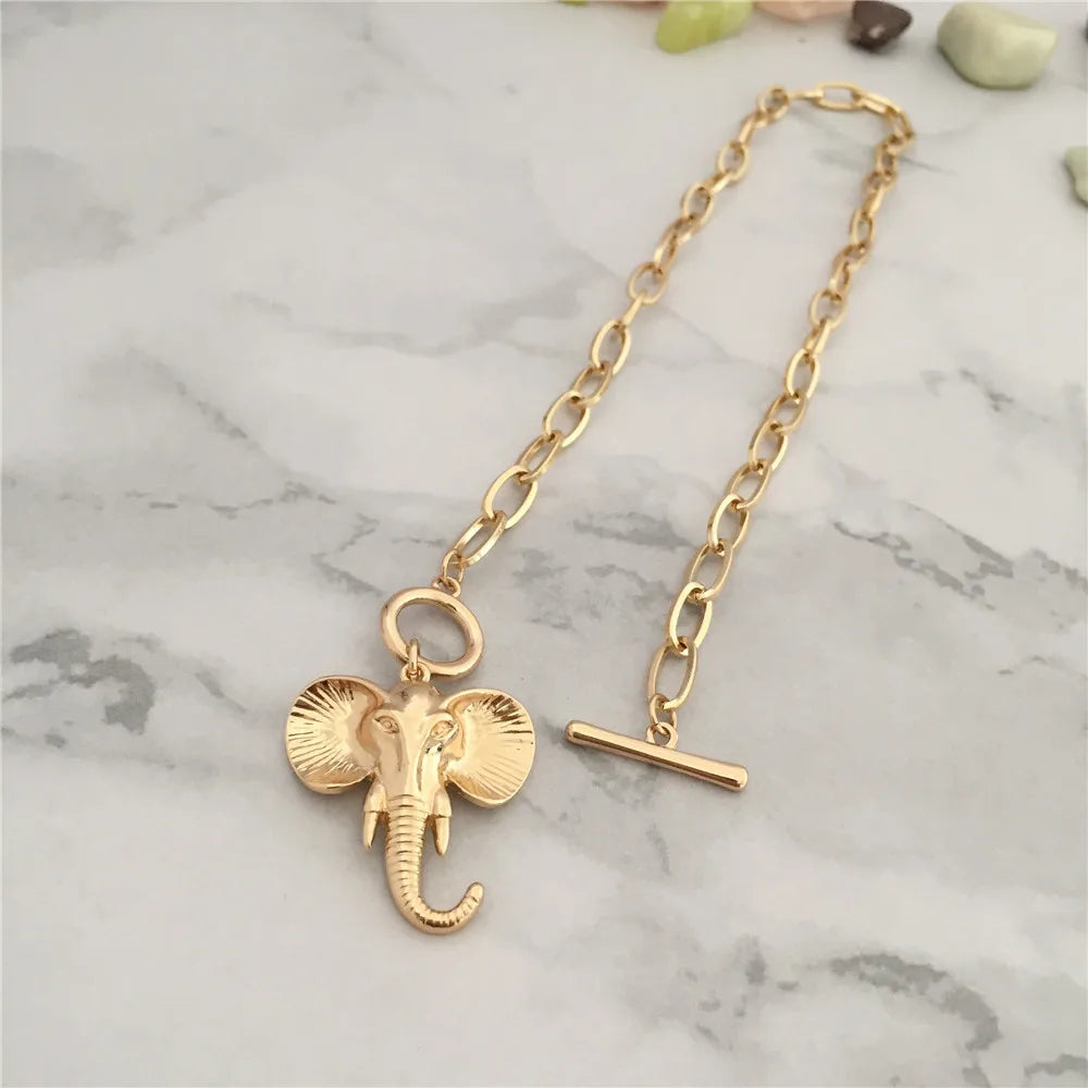 Elephant Gold Color Pendant Necklace