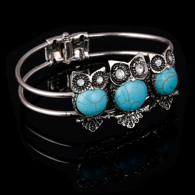 Owl Antique Silver Plated Cuff Bracelets