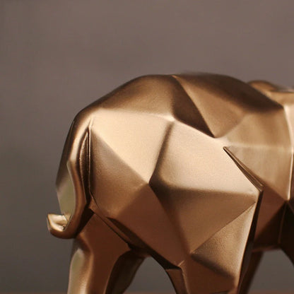 Elephant Gold Color Statue Resin Ornaments