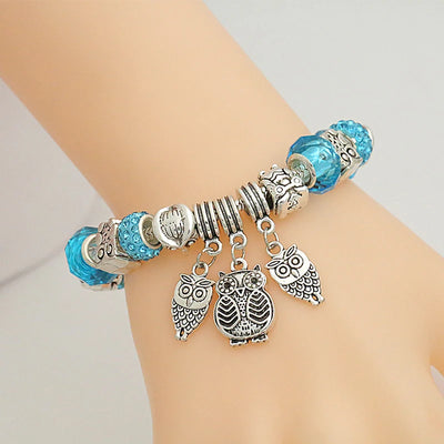 Owl Crystal Bead Bracelet Pandora