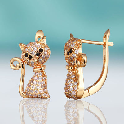 Cat Shape Cubic Stud Earrings