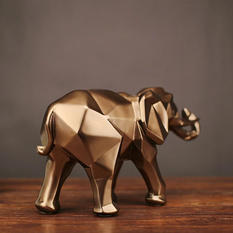 Elephant Gold Color Statue Resin Ornaments