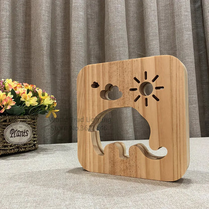 Elephant 3D LED Wood Night Light