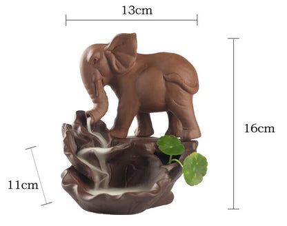 Elephant Backflow Incense Burner With 10 Items Incense Cones