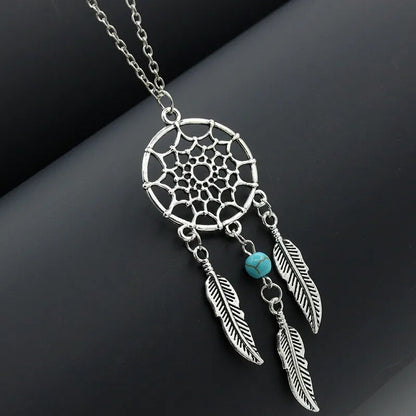 Native Dream Catcher Pendant Necklace Feather