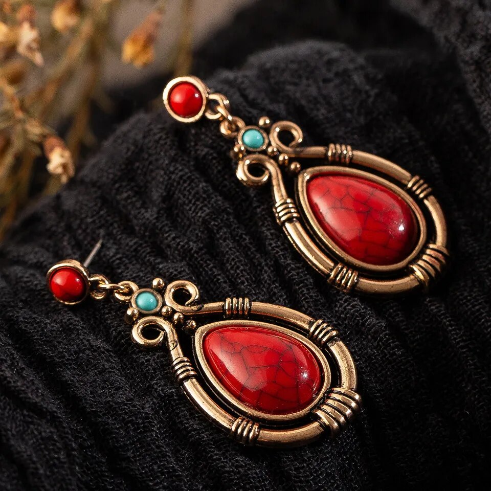 Native Water Drop Hanging Dangle Earrings