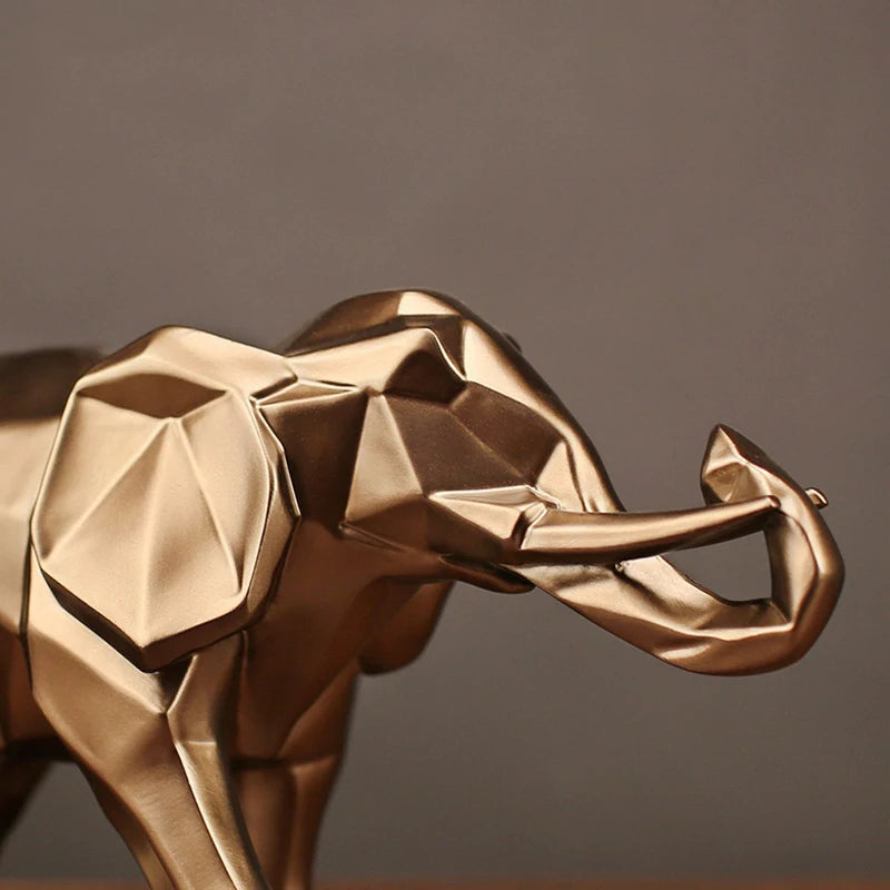 Elephant Gold Color Statue Resin Ornaments