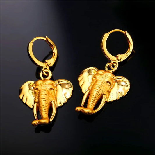 Elephant Earrings Gold Color Drop Earrings