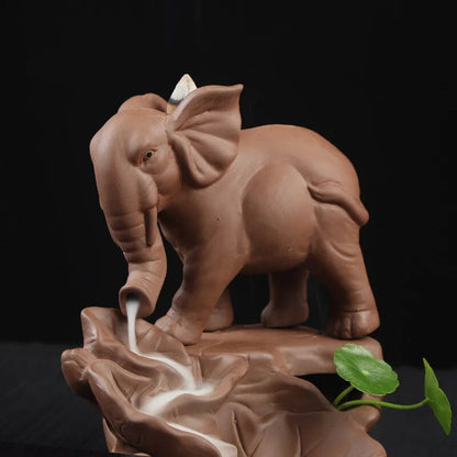 Elephant Backflow Incense Burner With 10 Items Incense Cones