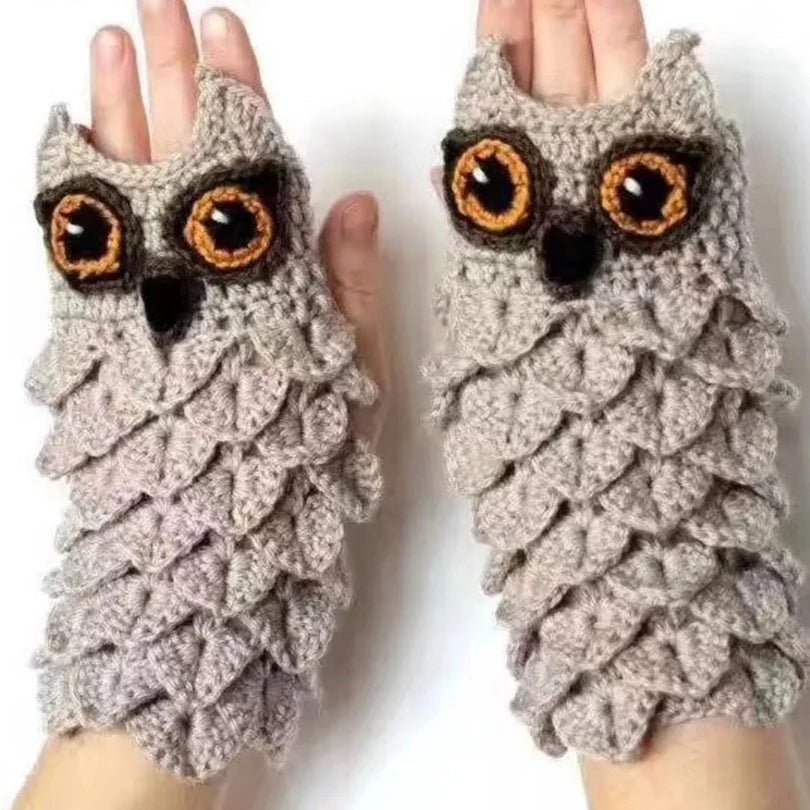 Cute Owl Hand Warmers Winter Knitted Gloves