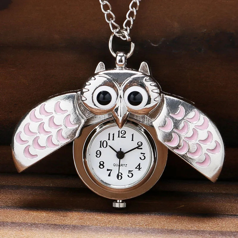 Cute Owl Pocket Watch With Chain