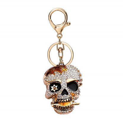 Sparkly Rhinestone Crystal Skull Keychain