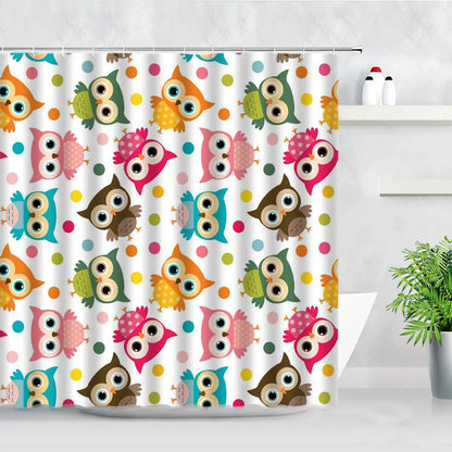 Owl Bathroom  Curtains Print Waterproof