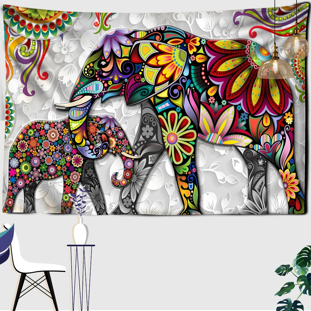 Elephant Printing Tapestry Wall Hanging Bohemian