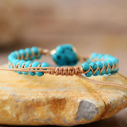 Native Natural Turquoise Stone Bracelet Braided