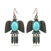 Native Turquoise Dangle Earrings Metal Green Antique