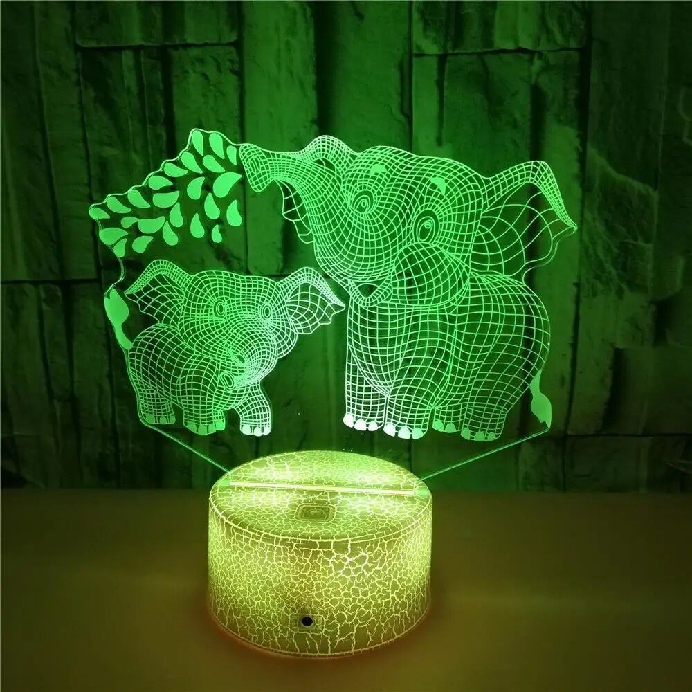 Elephant 3D Night Light Pattern 16 Color Remote