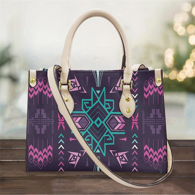 Native Tribal Printing Leather Handbags