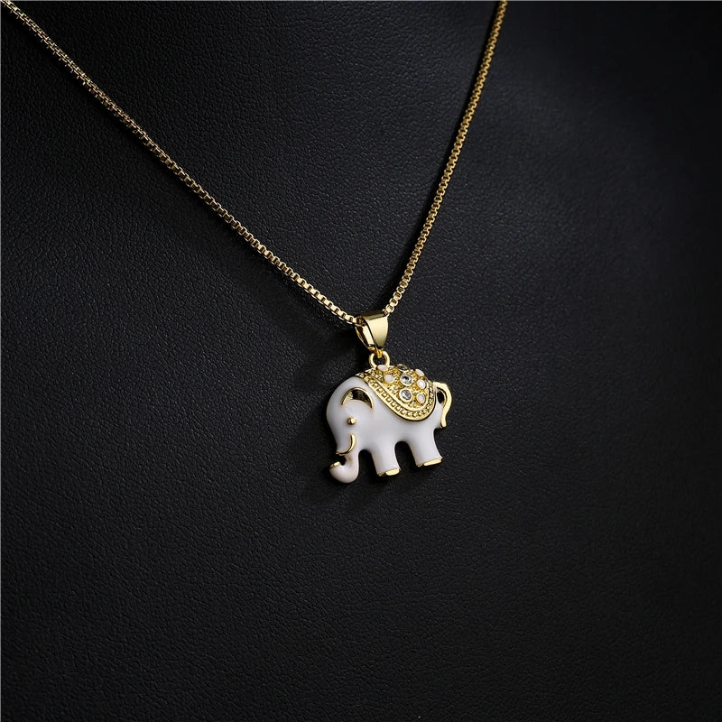 Elephant Pendant Necklace Gold Color