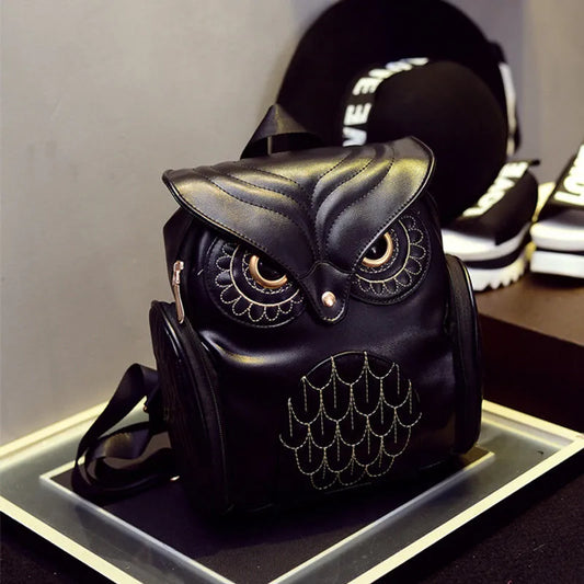 Leather Owl Backpack Cute Cartoon