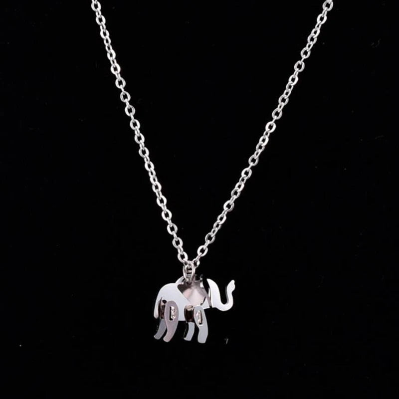 Elephant Pendant Necklace Rose Gold Color Titanium Steel